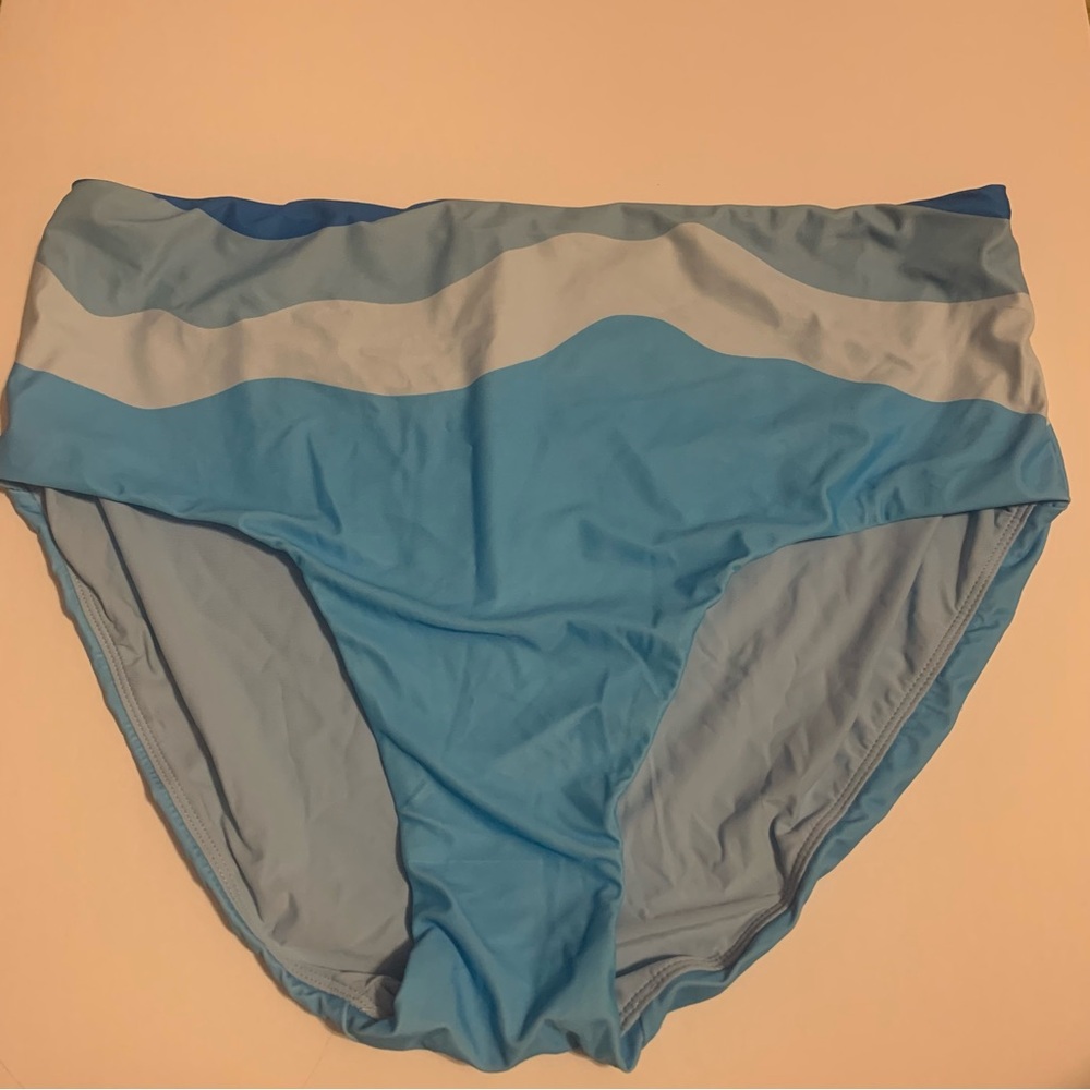 NWT Andie Blue Printed High Waisted Swim Bottoms